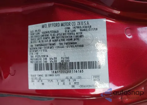 2004 Ford Mustang из США, поврежденный, VIN 1FAFP44434F116165